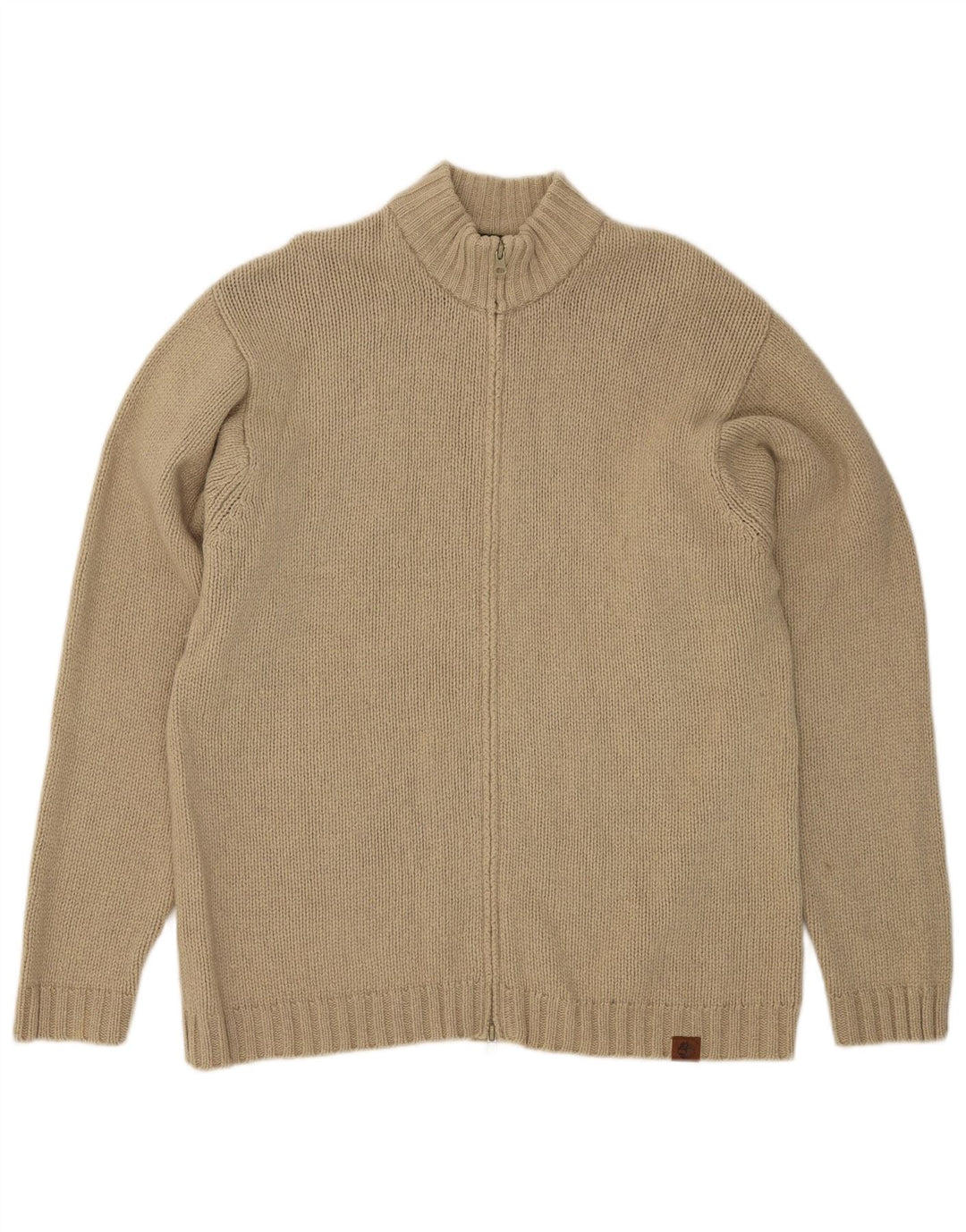 Timberland Mens Cardigan Sweater XL Beige Lambswool