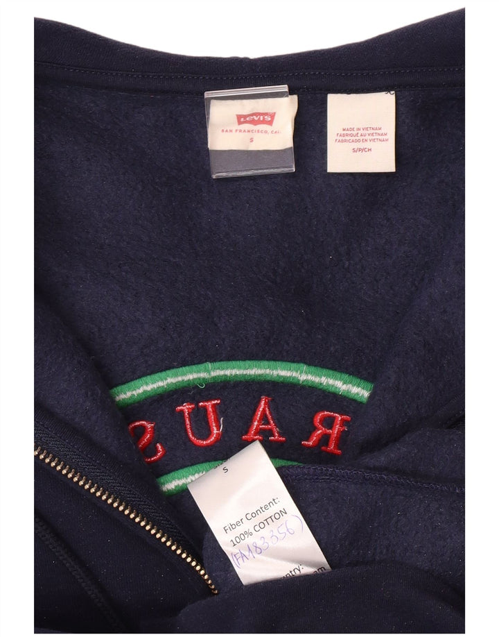 LEVI'S Womens Oversized Graphic Zip Hoodie Sweater UK 10 Small Navy Blue