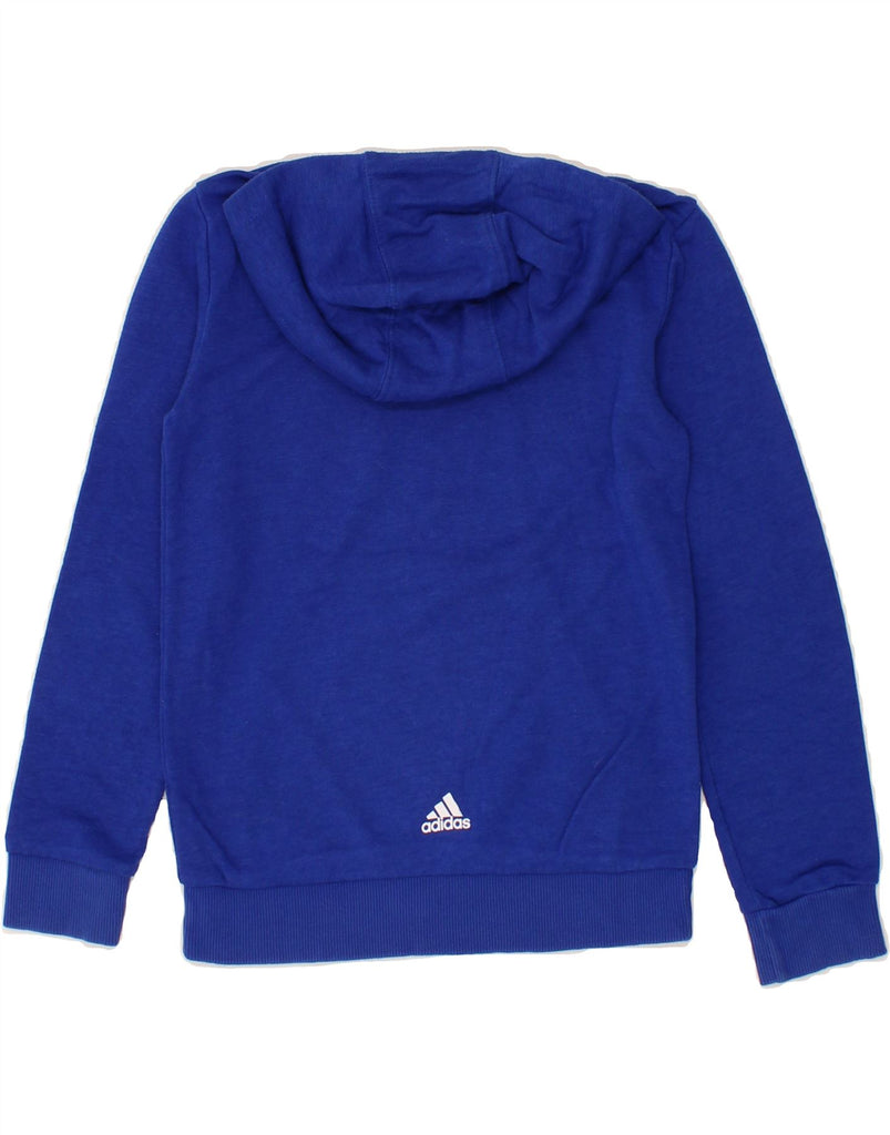 ADIDAS Boys Graphic Hoodie Jumper 8-9 Years Blue Cotton Vintage Adidas and Second-Hand Adidas from Messina Hembry 