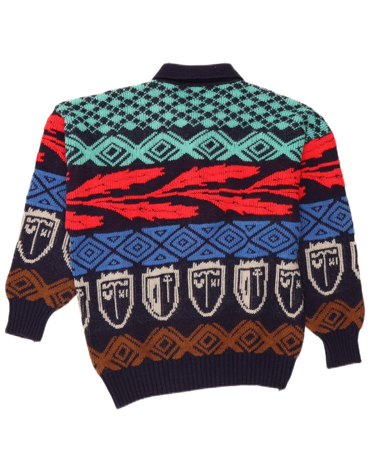 Vintage Mens Polo Neck Jumper Sweater IT 50 Medium Multicoloured Geometric