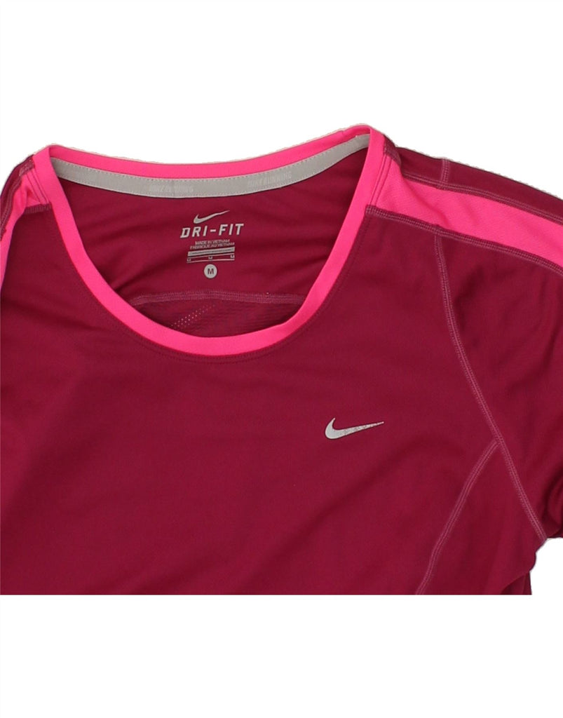 NIKE Womens Top Long Sleeve UK 14 Medium Burgundy Polyester | Vintage Nike | Thrift | Second-Hand Nike | Used Clothing | Messina Hembry 