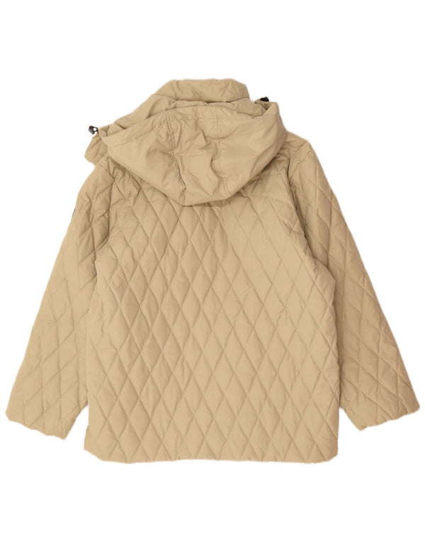 Sergio Tacchini Mens Hooded Quilted Jacket UK 38 Medium Beige Polyester
