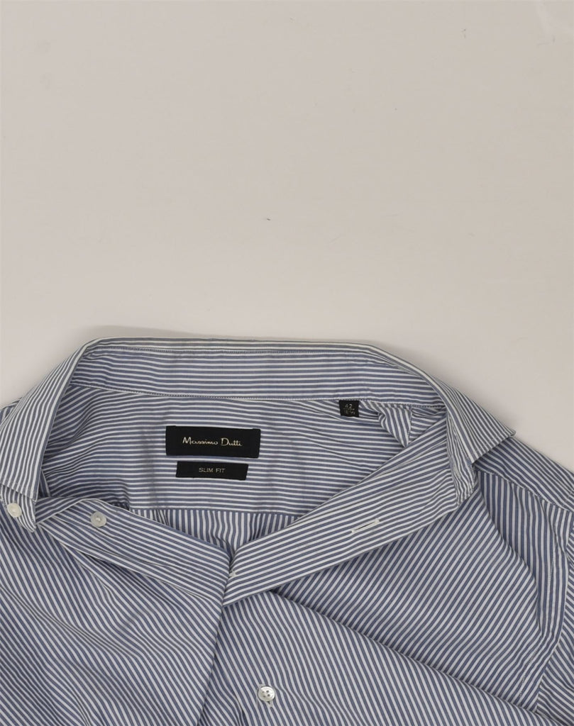 MASSIMO DUTTI Mens Slim Fit Shirt Size 42 16 1/2 Large Navy Blue Pinstripe | Vintage Massimo Dutti | Thrift | Second-Hand Massimo Dutti | Used Clothing | Messina Hembry 