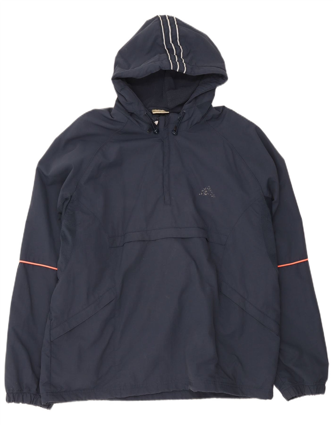 Adidas Mens Hooded Anorak Jacket UK 42/44 Large Navy Blue Polyester