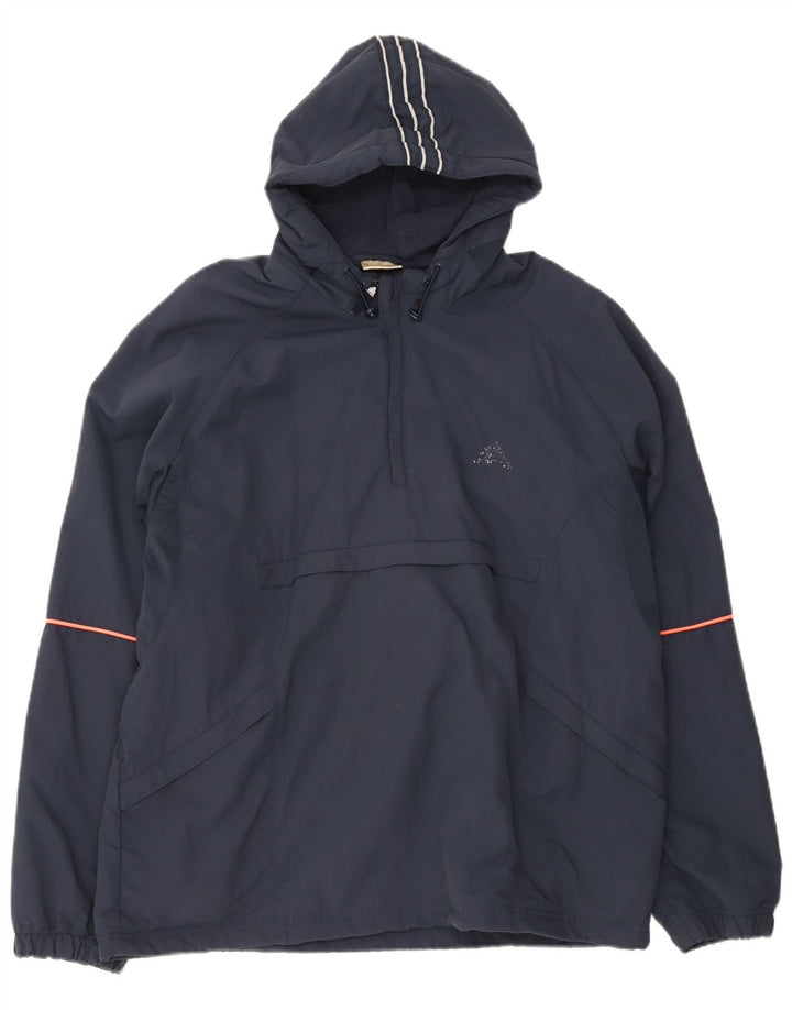 Adidas Mens Hooded Anorak Jacket UK 42/44 Large Navy Blue Polyester