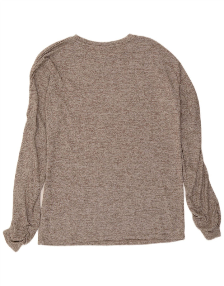 Zara Womens Oversized Top Long Sleeve UK 10 Small Grey Flecked
