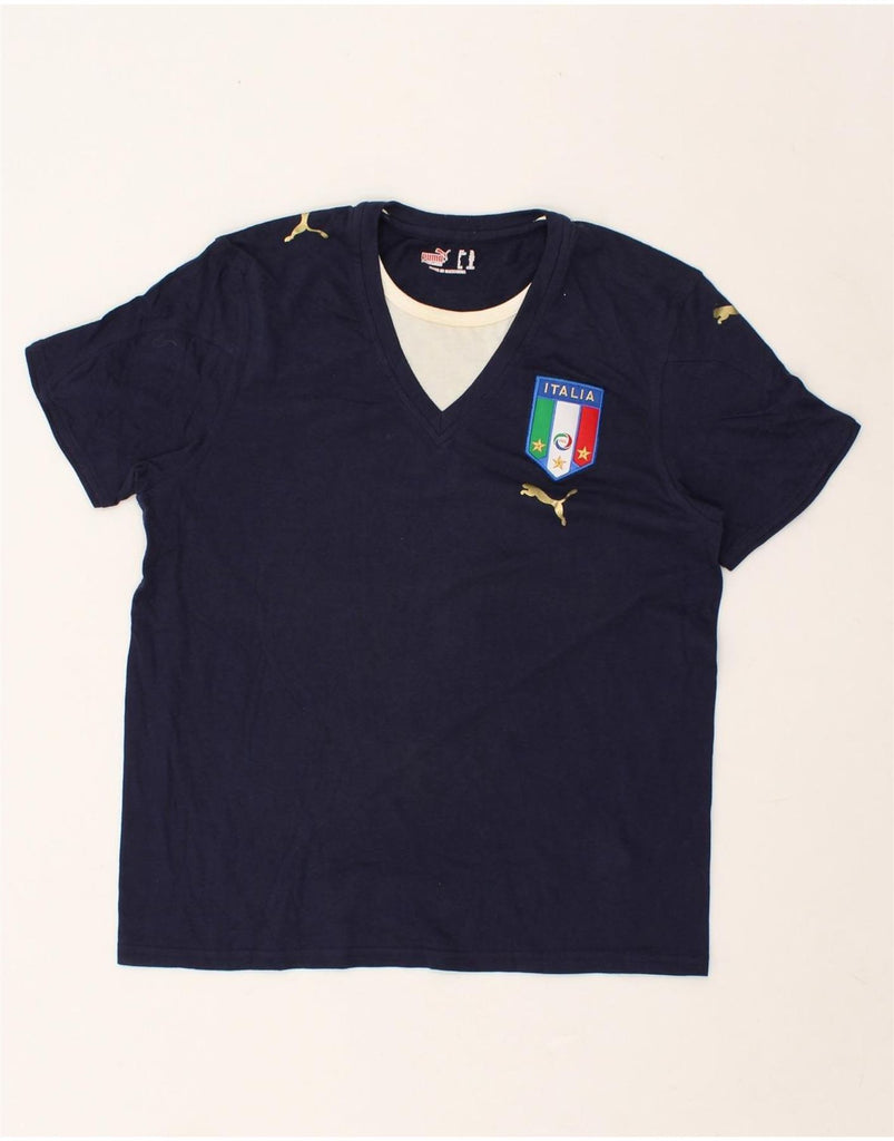 PUMA Boys Italia Graphic T-Shirt Top 11-12 Years Large Navy Blue Cotton | Vintage Puma | Thrift | Second-Hand Puma | Used Clothing | Messina Hembry 