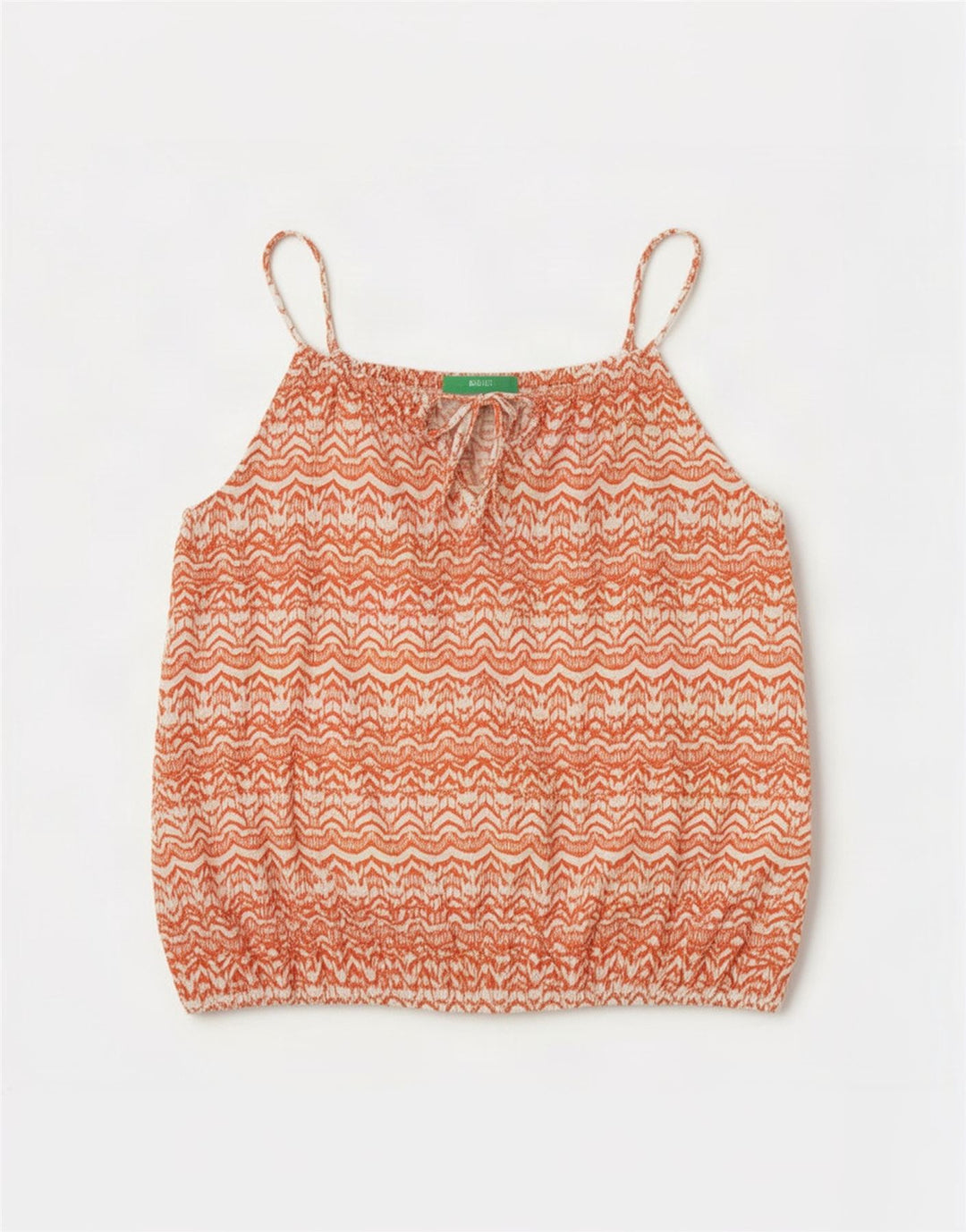 Benetton Womens Oversized Cami Top UK 14 Medium Red Geometric Cotton