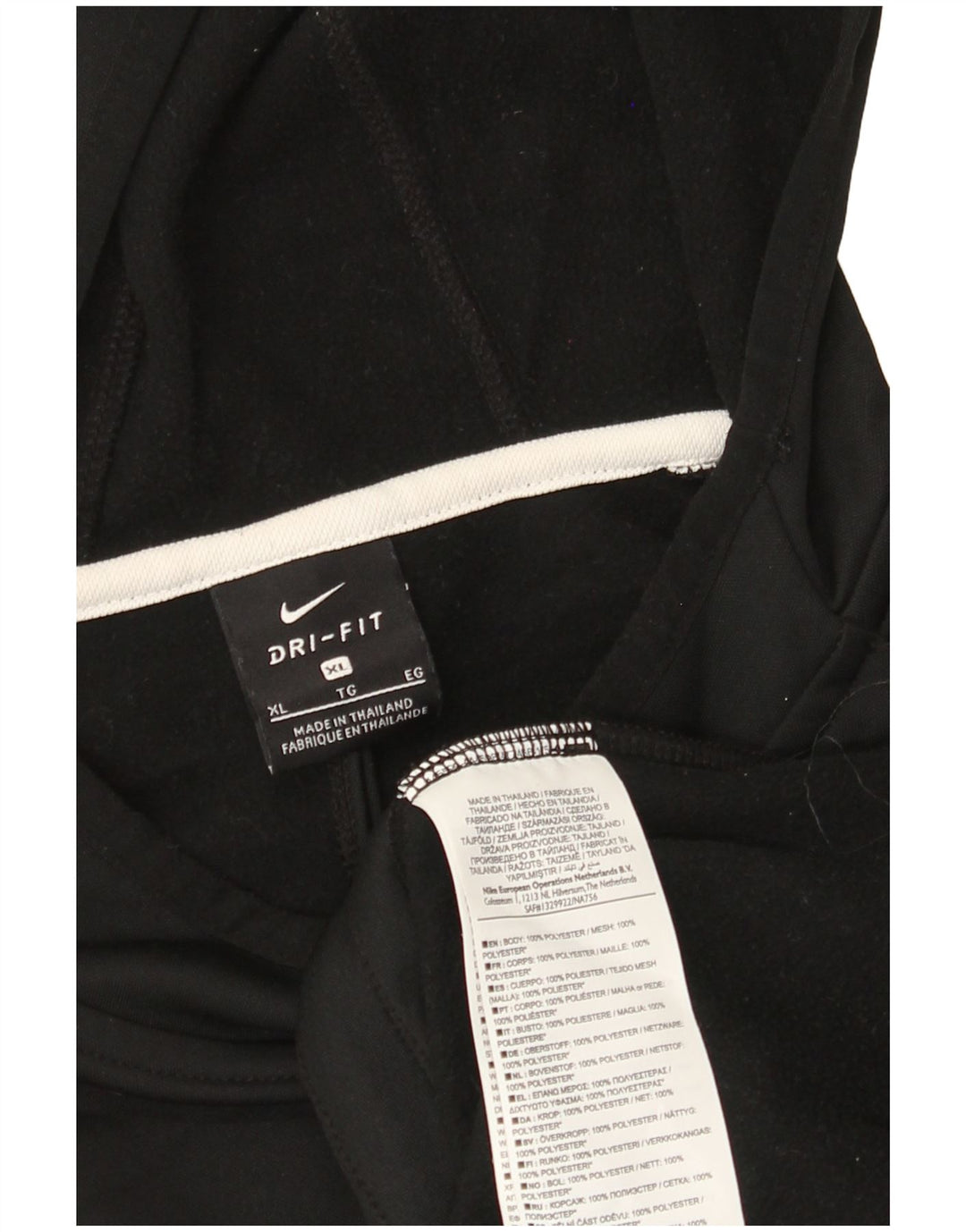 Nike Mens Dri Fit Hooded Top Long Sleeve XL Black Colourblock Polyester