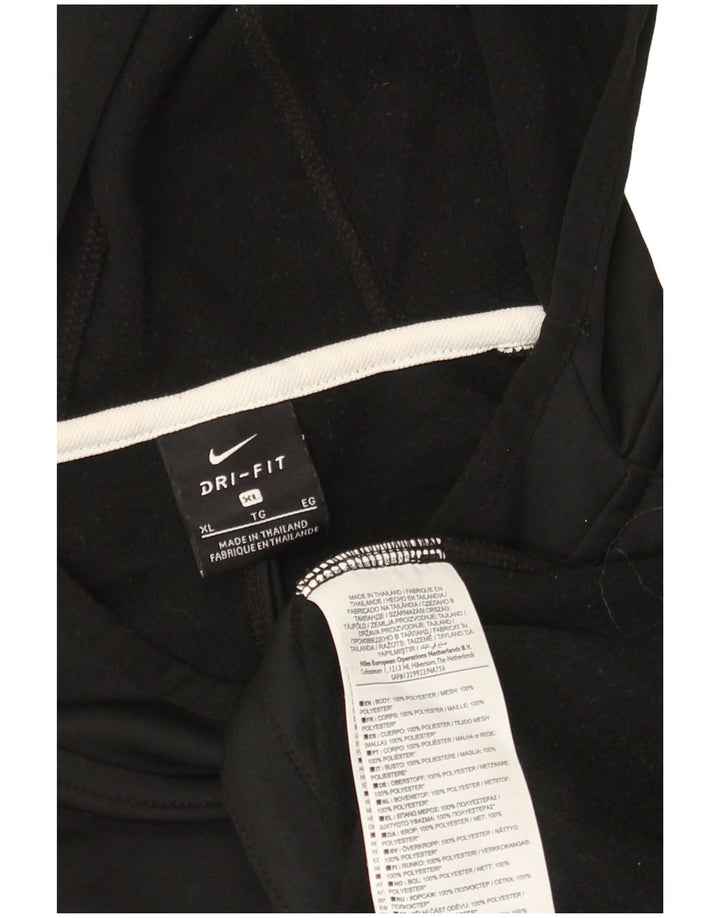 Nike Mens Dri Fit Hooded Top Long Sleeve XL Black Colourblock Polyester