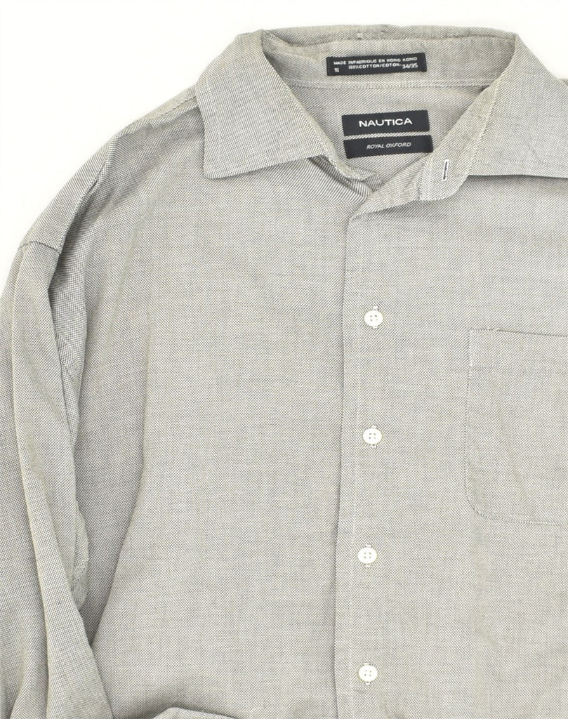 NAUTICA Mens Royal Oxford Shirt Size 16 Large Grey Cotton | Vintage Nautica | Thrift | Second-Hand Nautica | Used Clothing | Messina Hembry 