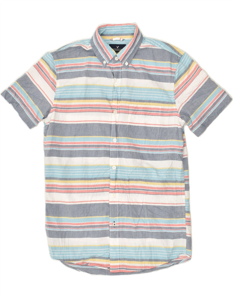 AMERICAN EAGLE Mens Short Sleeve Shirt XS Multicoloured Striped Cotton | Vintage American Eagle | Thrift | Second-Hand American Eagle | Used Clothing | Messina Hembry 