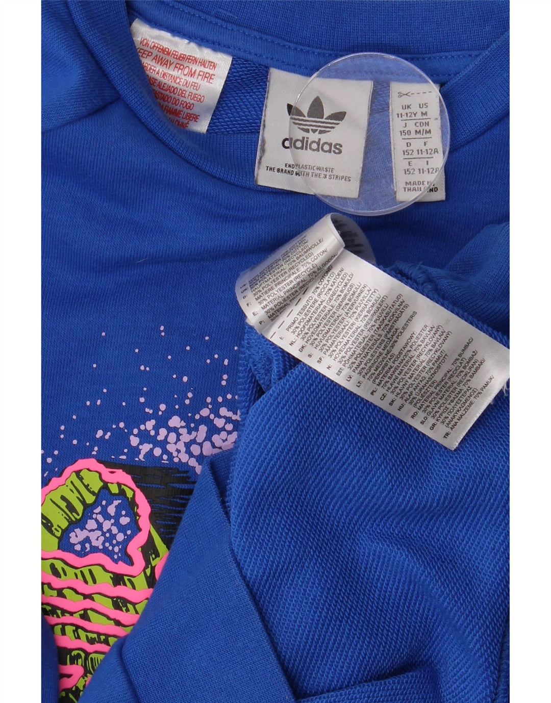 Adidas Boys Graphic Sweatshirt Jumper 11-12 Years Blue Crosta