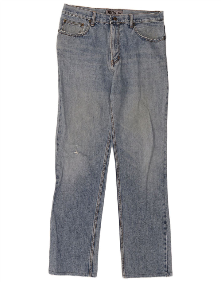 Lee Mens Riders Distressed Straight Jeans W34 L33 Blue Cotton