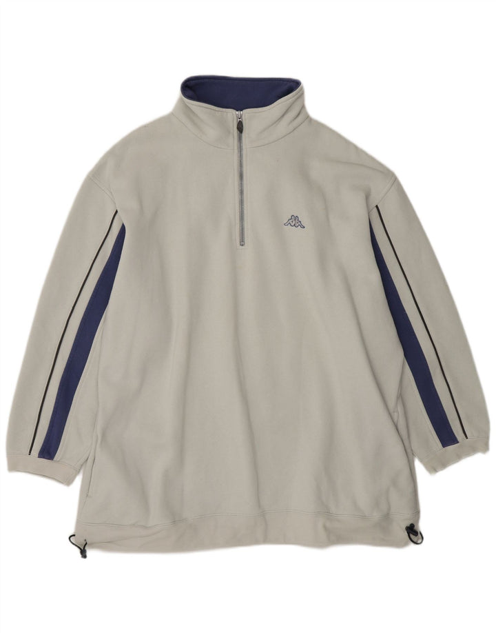 Kappa Mens Zip Neck Sweatshirt Jumper XL Off White Cotton