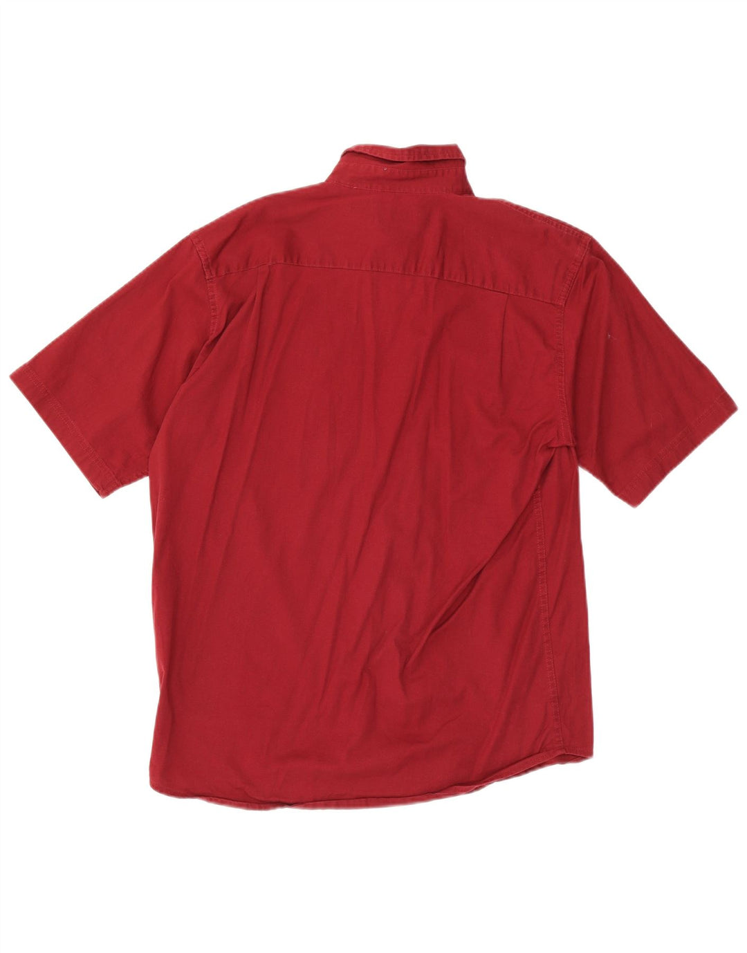 Wrangler Mens Short Sleeve Shirt Medium Burgundy Cotton