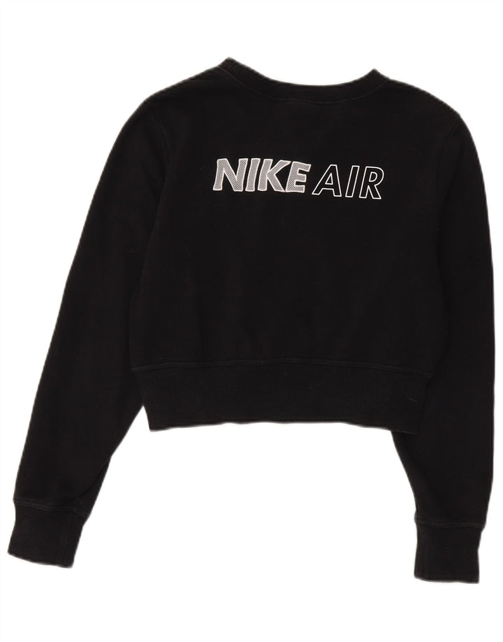 Nike Womens Graphic Crop Sweatshirt Jumper UK 12 Medium Black Cotton