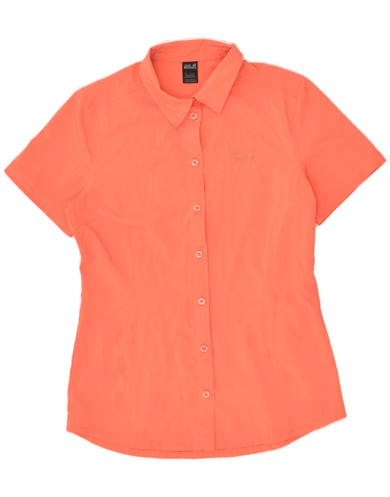 JACK WOLFSKIN Womens Short Sleeve Shirt UK 6 XS  Orange Polyester | Vintage Jack Wolfskin | Thrift | Second-Hand Jack Wolfskin | Used Clothing | Messina Hembry 