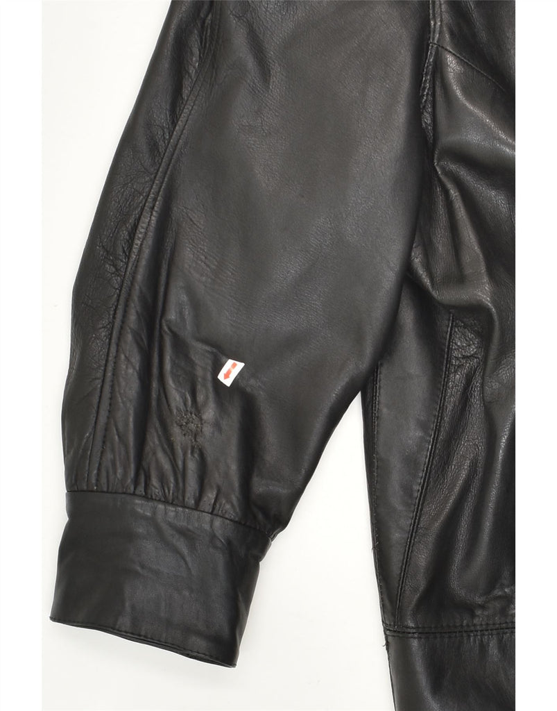 VINTAGE Womens Leather Coat UK 14 Medium Black | Vintage Vintage | Thrift | Second-Hand Vintage | Used Clothing | Messina Hembry 