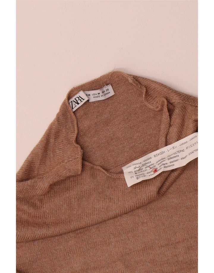 Zara Womens Blouse Top UK 14 Medium Beige Viscose