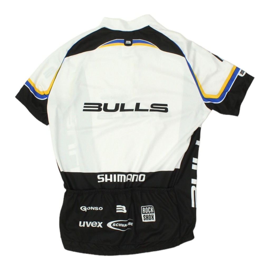 Gonso Bulls Mens White Short Sleeve Half Zip Cycling Jersey | Bikewear Sports Vintage Messina Hembry and Second-Hand Messina Hembry from Messina Hembry 