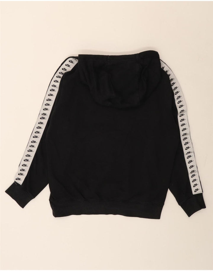 NIKE Mens Graphic Hoodie Jumper Medium Black Colourblock Cotton