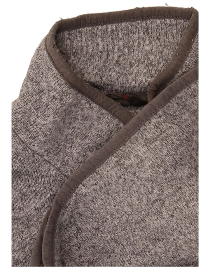 L.L.Bean Mens Button Neck Jumper Sweater Medium Grey Flecked Polyester