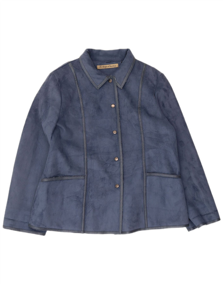 Vintage Womens Overcoat IT 50 XL Blue Polyester