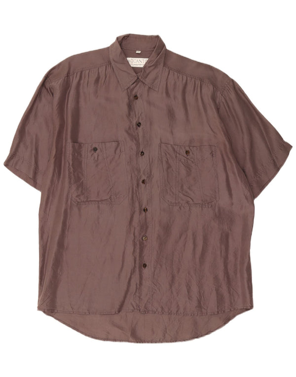 Accanto Mens Short Sleeve Shirt Size 39/40 Medium Grey