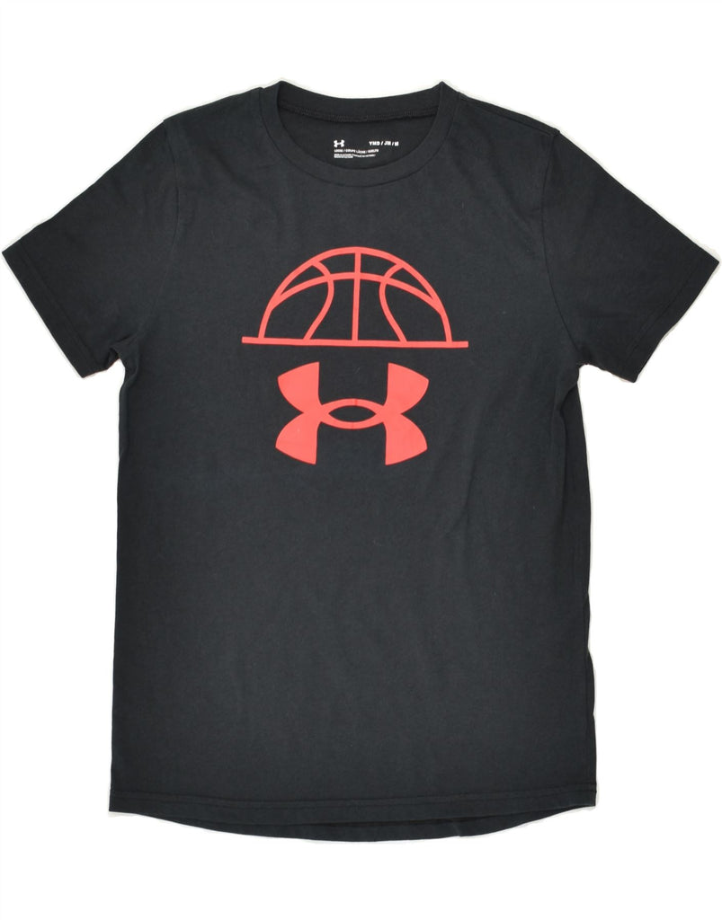 UNDER ARMOUR Boys Graphic T-Shirt Top 9-10 Years Medium Black Cotton | Vintage Under Armour | Thrift | Second-Hand Under Armour | Used Clothing | Messina Hembry 