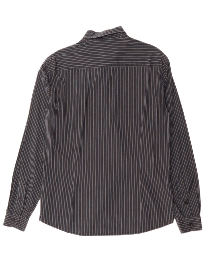ROBERTO CAVALLI Mens Shirt Medium Navy Blue Pinstripe