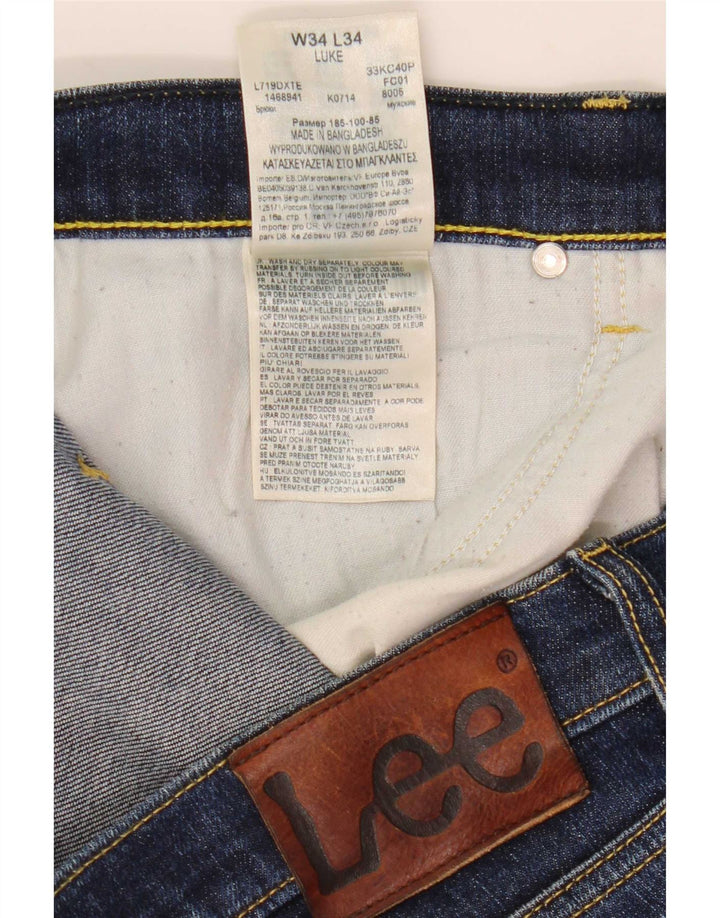 Lee Mens Luke Slim Jeans W34 L30 Navy Blue Cotton