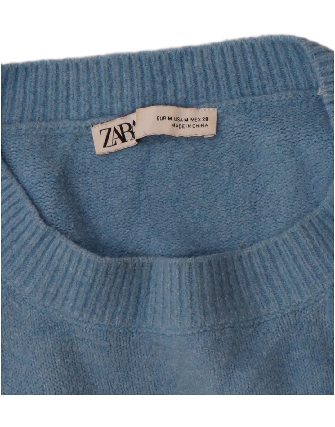 Zara Mens Crew Neck Jumper Sweater Medium Blue