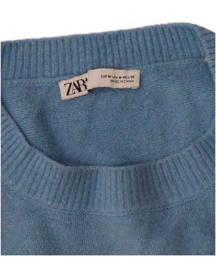 Zara Mens Crew Neck Jumper Sweater Medium Blue