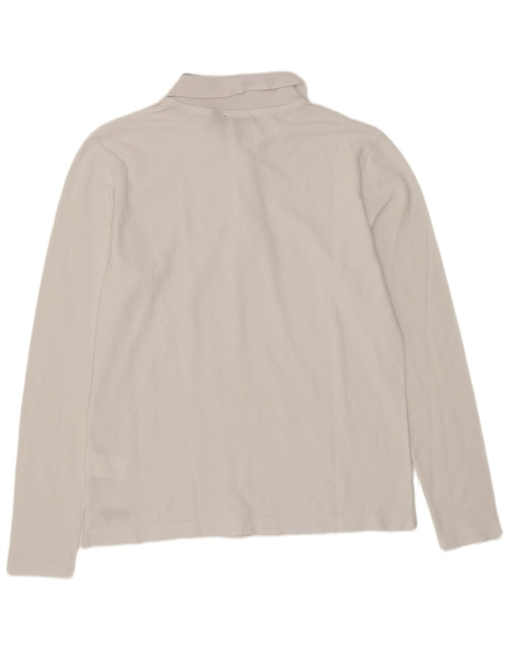 Calvin Klein Mens Long Sleeve Polo Shirt Medium White Cotton