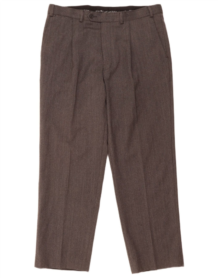 MARKS & SPENCER Mens Straight Suit Trousers W36 L29 Grey Wool
