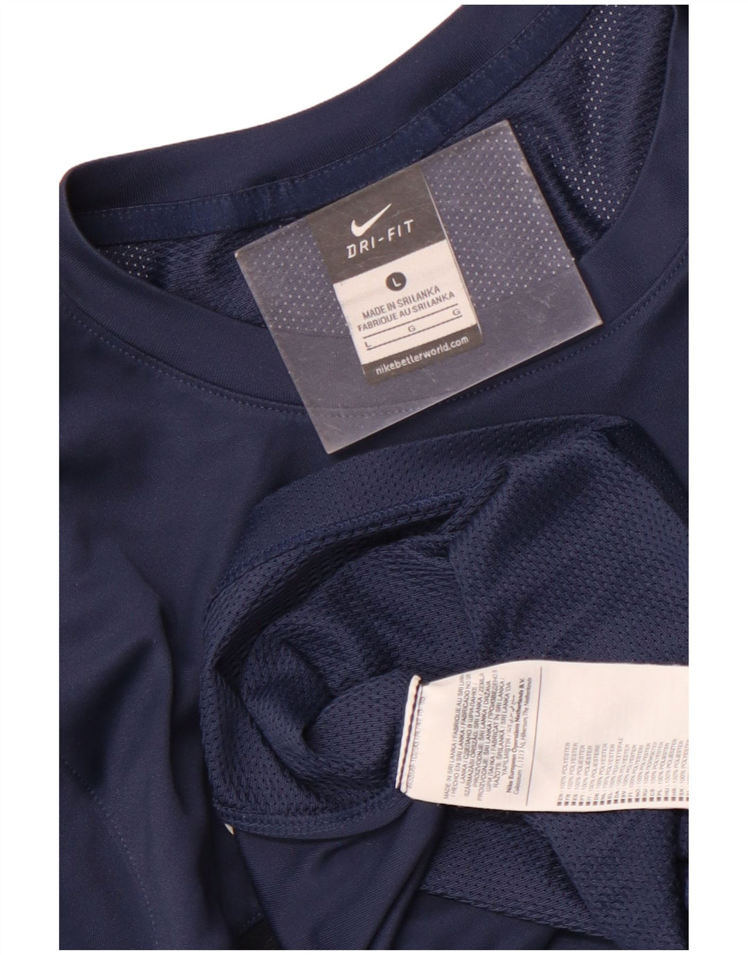 Nike Mens Dri Fit T-Shirt Top Large Navy Blue Polyester