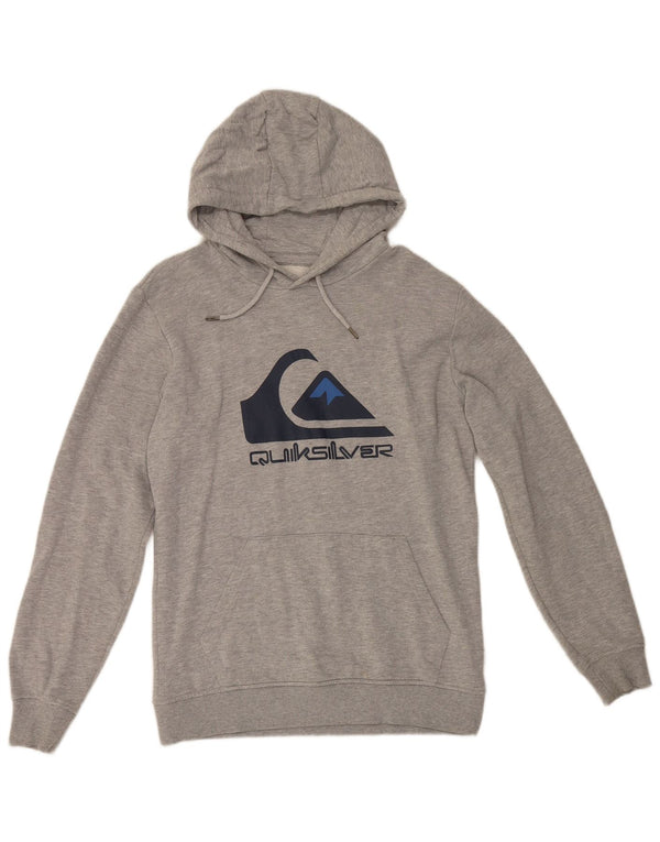 Quiksilver Mens Graphic Hoodie Jumper Medium Grey Flecked Cotton