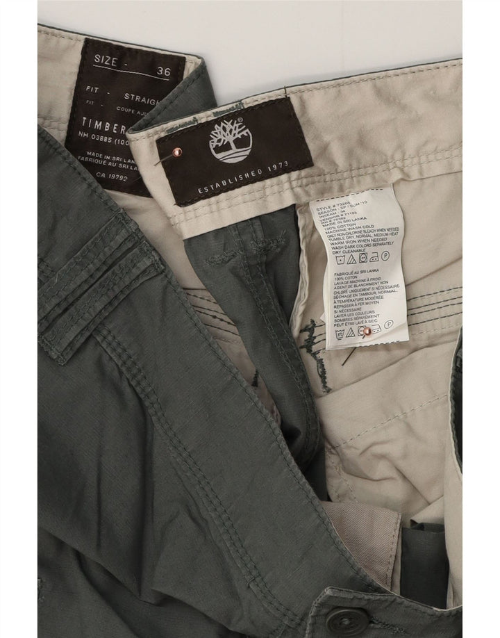 TIMBERLAND Mens Straight Cargo Trousers W36 L34 Green Cotton