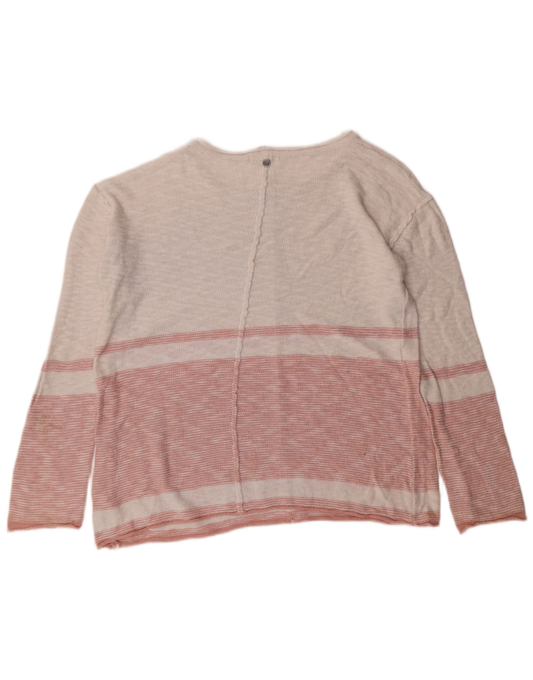 Billabong Womens Boat Neck Jumper Sweater UK 10 Small Pink Striped Cotton