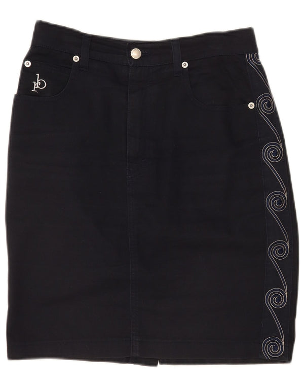 Roccobarocco Womens Pencil Skirt IT 44 Medium W28 Navy Blue Geometric