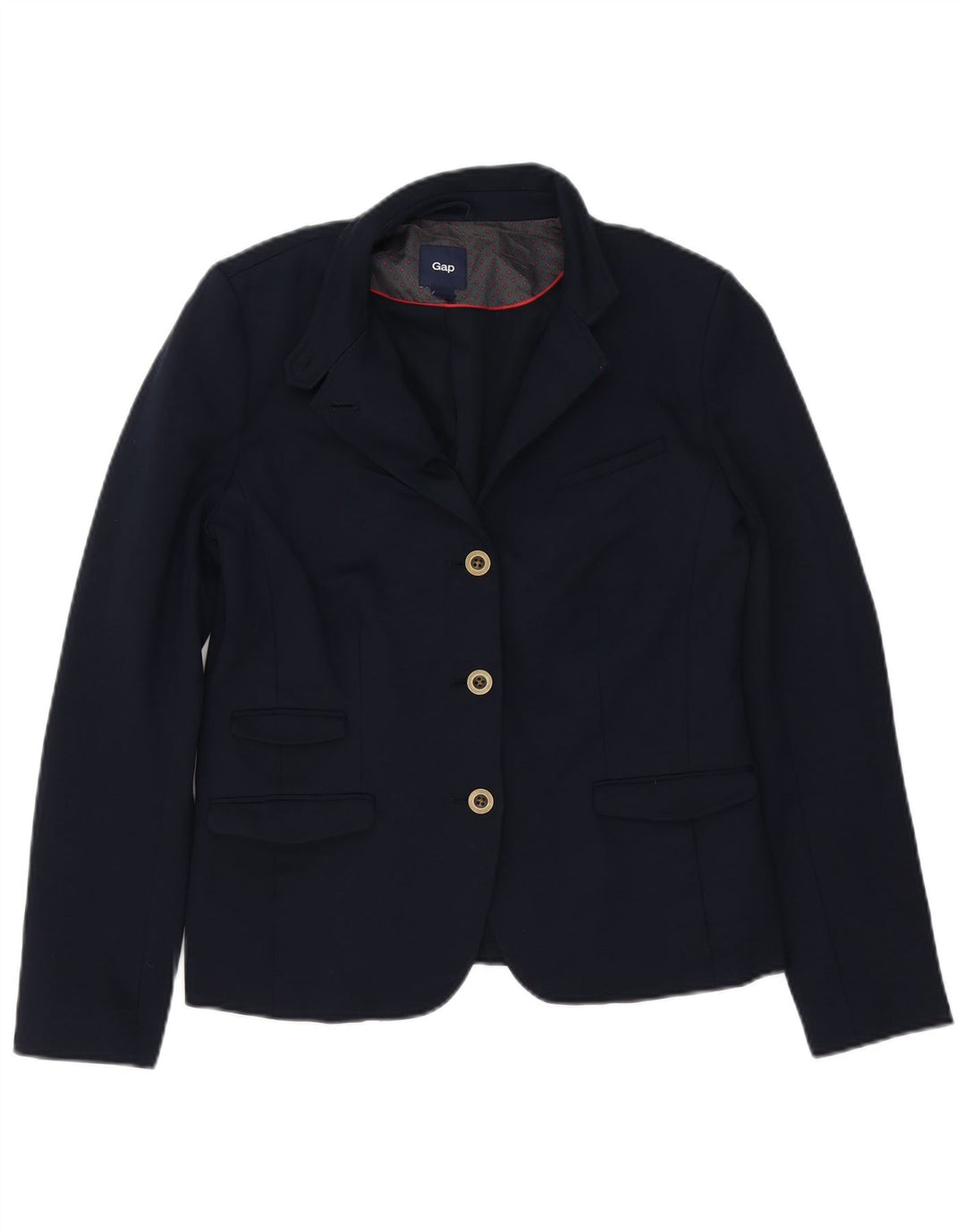 Gap Womens 3 Button Blazer Jacket UK 14 Large Navy Blue Cotton