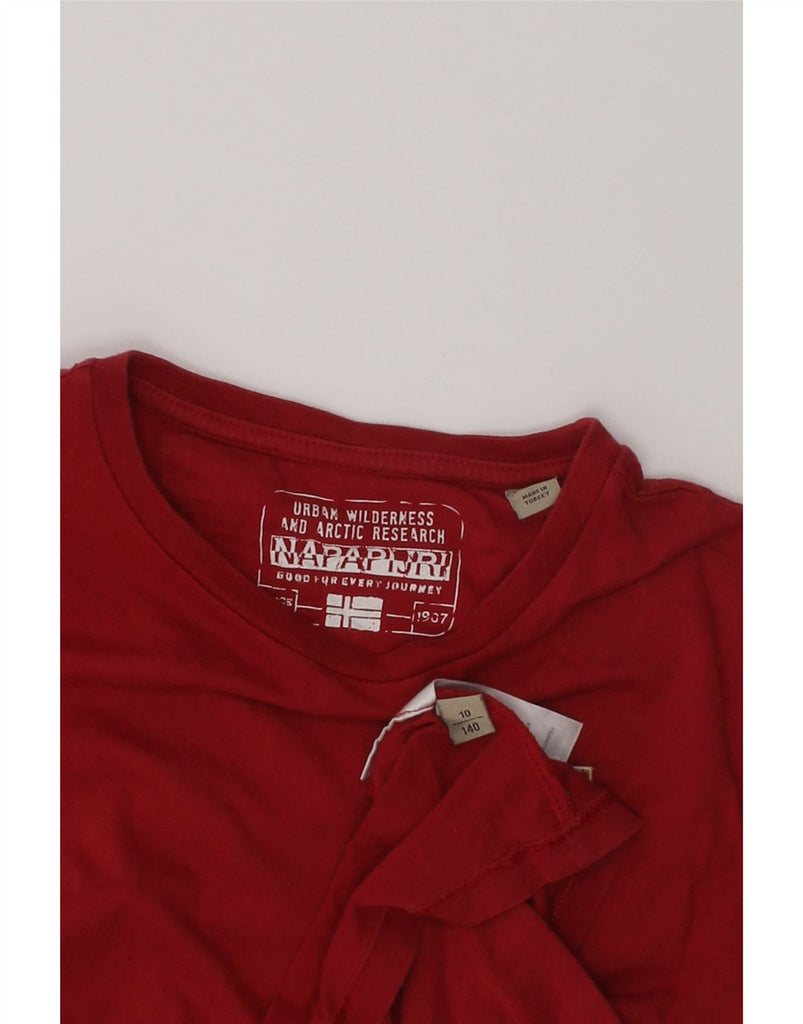 NAPAPIJRI Boys T-Shirt Top 9-10 Years Burgundy Cotton | Vintage Napapijri | Thrift | Second-Hand Napapijri | Used Clothing | Messina Hembry 