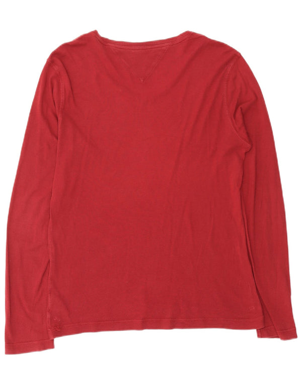 Tommy Hilfiger Mens Top Long Sleeve UK 14 Medium Burgundy Cotton