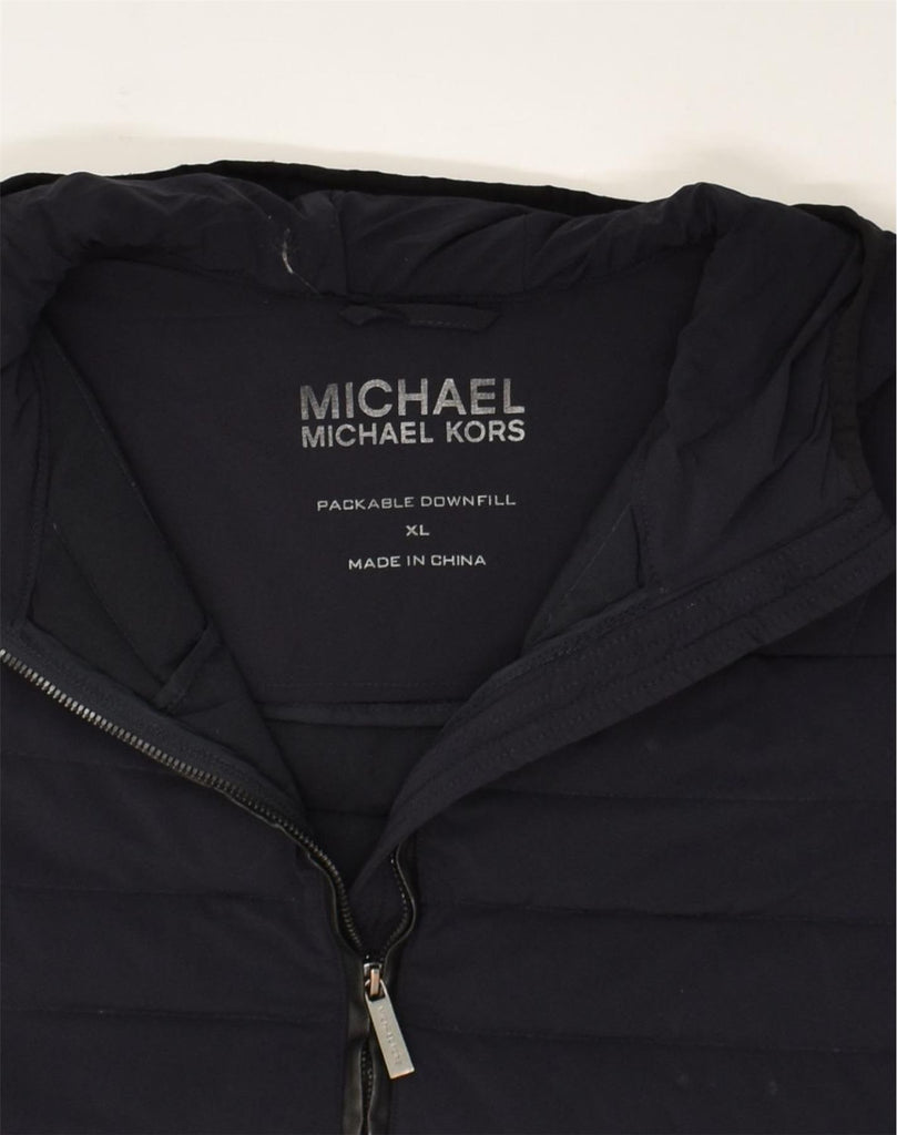 MICHAEL KORS Womens Hooded Padded Jacket UK 18 XL Navy Blue Nylon | Vintage Michael Kors | Thrift | Second-Hand Michael Kors | Used Clothing | Messina Hembry 