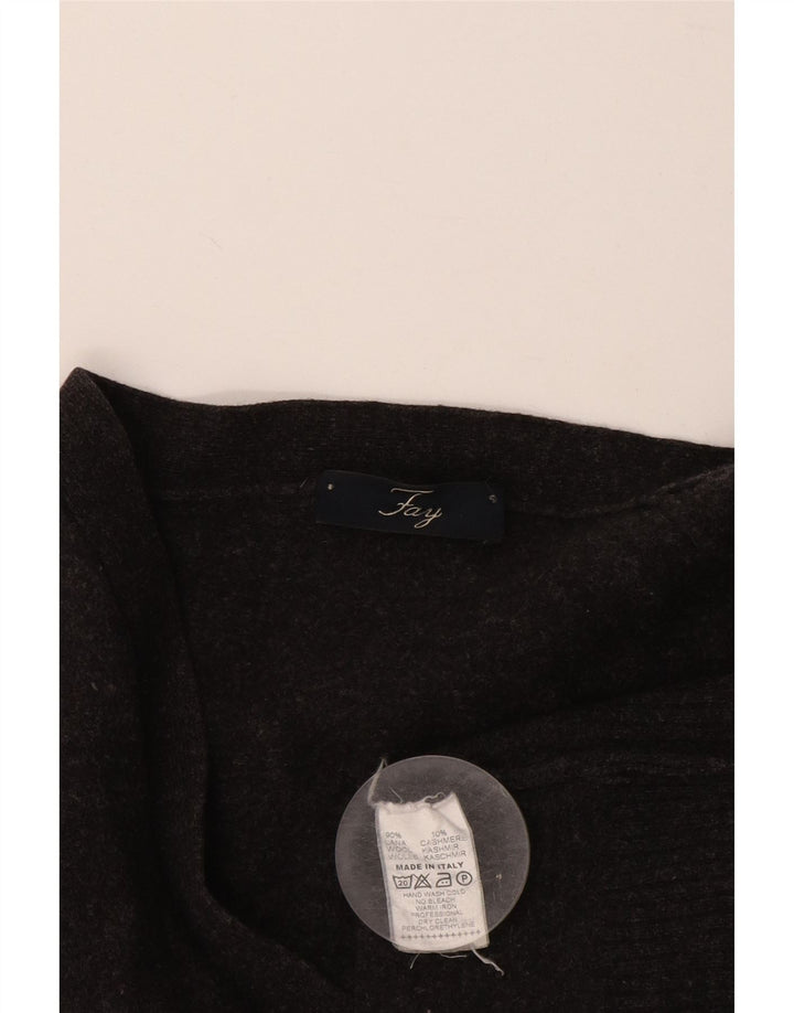 Fay Mens Cardigan Sweater Small Grey Wool