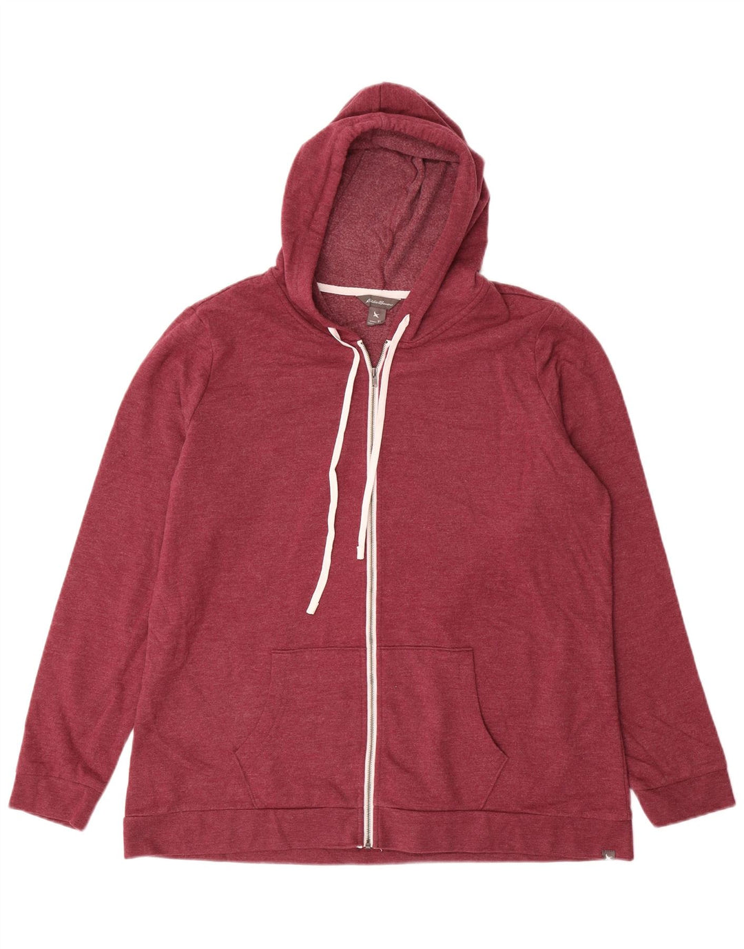 EDDIE BAUER Womens Zip Hoodie Sweater UK 18 XL Burgundy Cotton