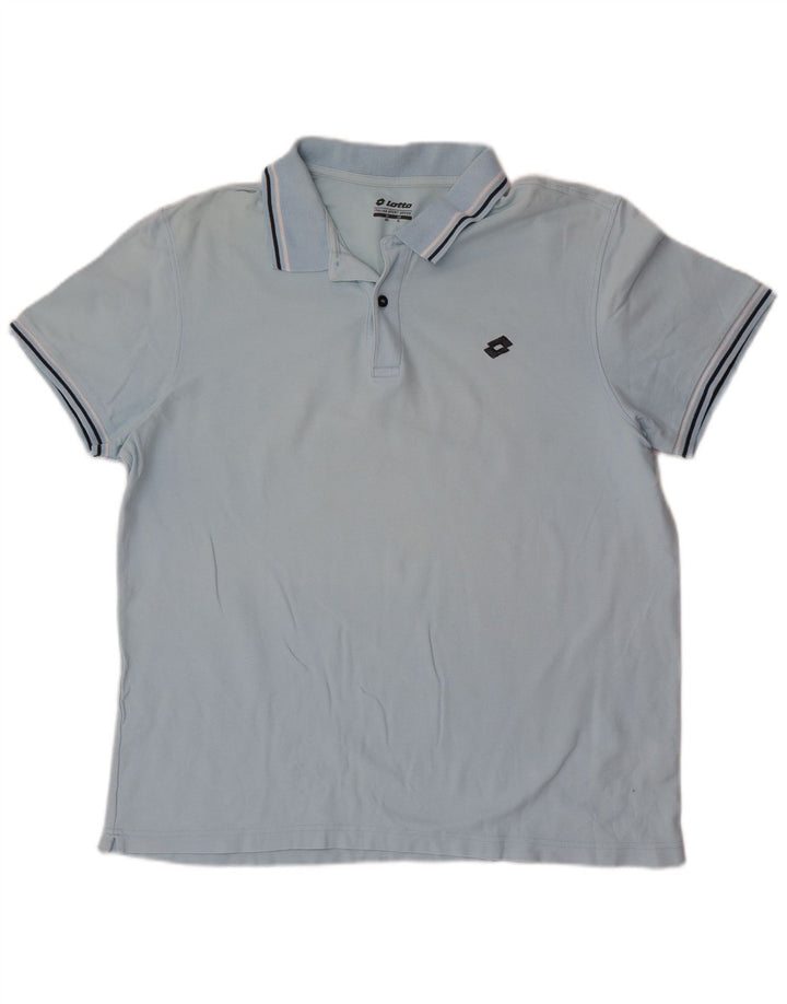 Lotto Mens Polo Shirt XL Blue Striped