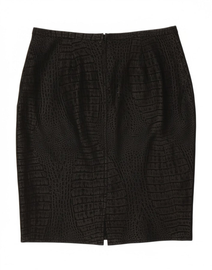 VINTAGE Womens Leather Skirt W30 Medium  Black Animal Print Vintage Vintage and Second-Hand Vintage from Messina Hembry 