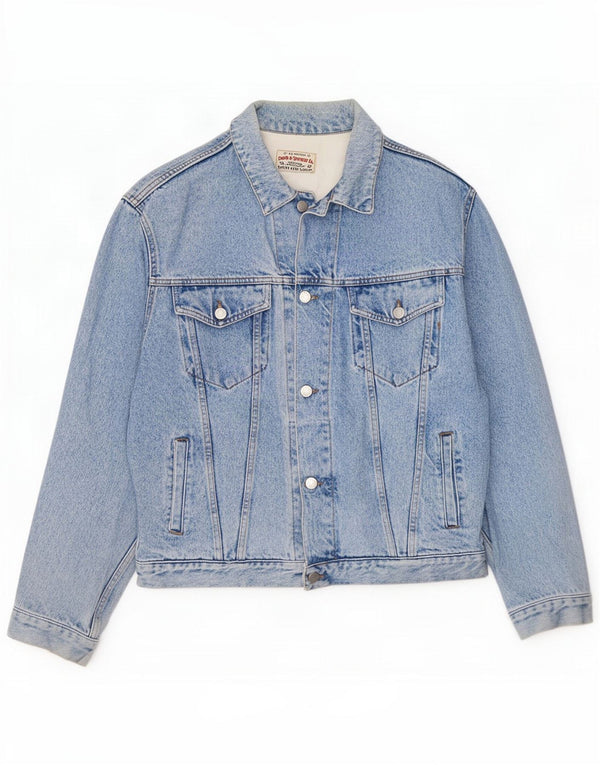 Vintage Mens Denim Jacket UK 40 Large Blue Cotton